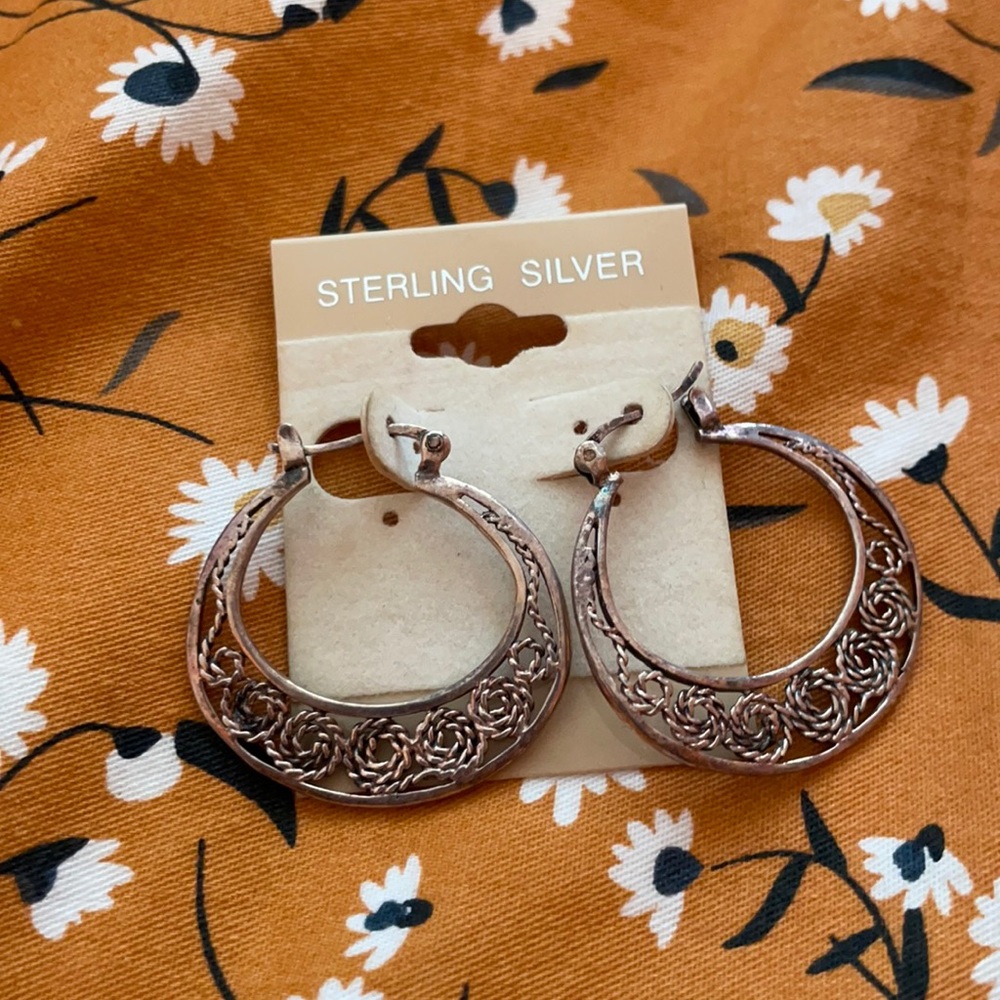 sterling silver hoop earrings bronze